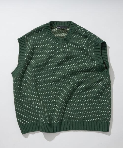 green label relaxing(グリーンレーベルリラクシング)の「【WEB限定】<GLR or> バーズアイ クルーネック ニット ベスト -ユニセックス-(ベスト・メンズ・ダークグリーン/ベージュ/ネイビー・M/S/L)」の15枚目の写真