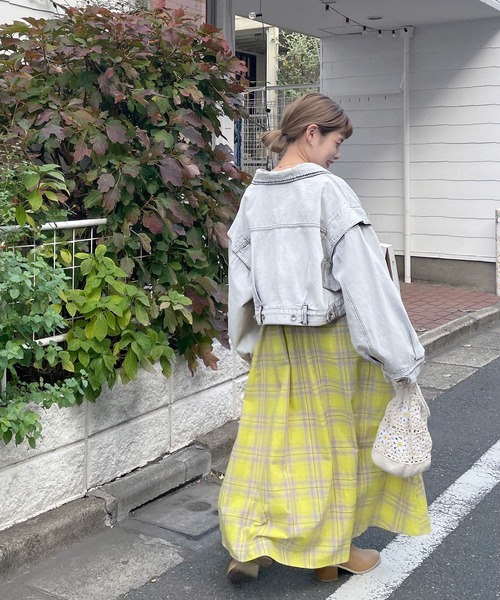 w closet（ダブルクローゼット）の「ショート丈Gジャン（デニムジャケット・レディース・ケミカルウォッシュ/キナリ・FREE）」の8枚目の写真