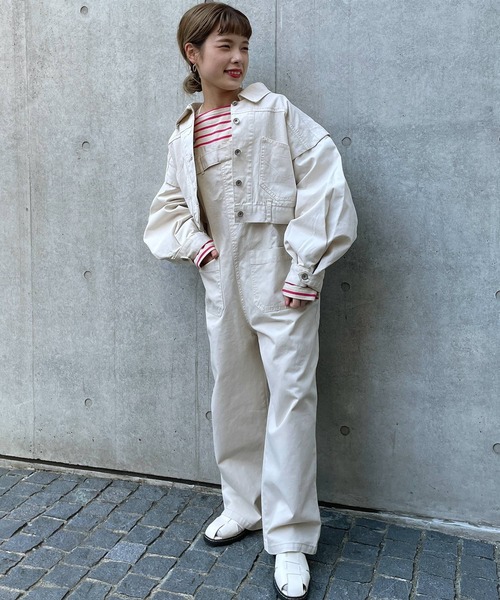 w closet（ダブルクローゼット）の「ショート丈Gジャン（デニムジャケット・レディース・ケミカルウォッシュ/キナリ・FREE）」の15枚目の写真