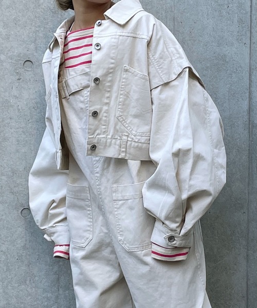 w closet（ダブルクローゼット）の「ショート丈Gジャン（デニムジャケット・レディース・ケミカルウォッシュ/キナリ・FREE）」の9枚目の写真