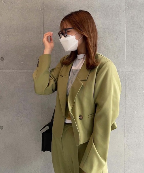 archives（アルシーヴ）の「【入荷禁止】【setupにも】ショート丈テーラードジャケット（テーラードジャケット・レディース・ブラック/アイボリー/グリーン系その他/ピンクベージュ・MEDIUM）」の4枚目の写真