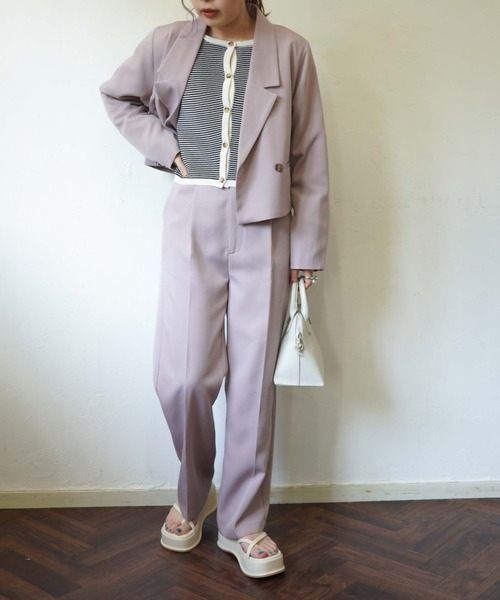 archives（アルシーヴ）の「【入荷禁止】【setupにも】ショート丈テーラードジャケット（テーラードジャケット・レディース・ブラック/アイボリー/グリーン系その他/ピンクベージュ・MEDIUM）」の6枚目の写真