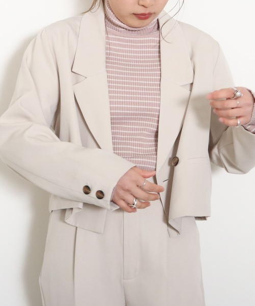 archives（アルシーヴ）の「【入荷禁止】【setupにも】ショート丈テーラードジャケット（テーラードジャケット・レディース・ブラック/アイボリー/グリーン系その他/ピンクベージュ・MEDIUM）」の12枚目の写真