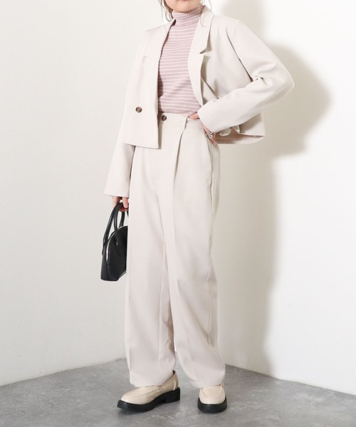 archives（アルシーヴ）の「【入荷禁止】【setupにも】ショート丈テーラードジャケット（テーラードジャケット・レディース・ブラック/アイボリー/グリーン系その他/ピンクベージュ・MEDIUM）」の14枚目の写真