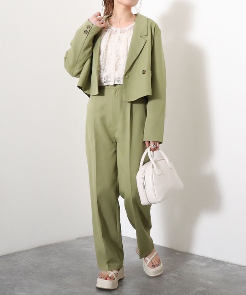 archives（アルシーヴ）の「【入荷禁止】【setupにも】ショート丈テーラードジャケット（テーラードジャケット・レディース・ブラック/アイボリー/グリーン系その他/ピンクベージュ・MEDIUM）」の10枚目の写真