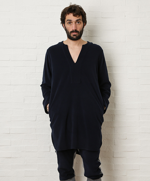 bodco（ボッコ）の「【bodco】ボッコ/ ミニパイルモロッコシャツ（Tシャツ/カットソー・メンズ・ホワイト/ネイビー・SMALL/LARGE/MEDIUM）」の2枚目の写真