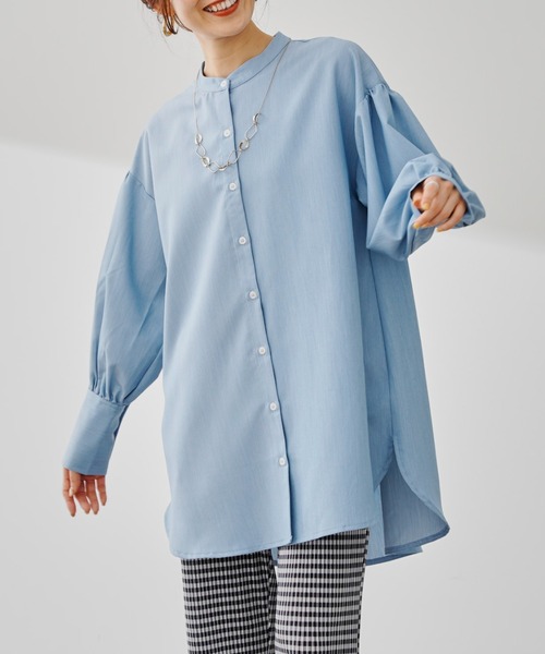 prose verse(プロズヴェール)の「バンドカラー袖ボリュームシャツ(シャツ/ブラウス・レディース・オフホワイト/サックスブルー/ブルー・フリ-)」の1枚目の写真