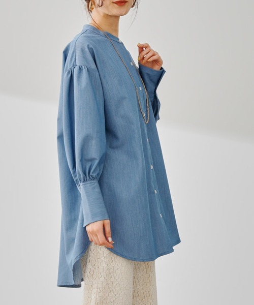 prose verse(プロズヴェール)の「バンドカラー袖ボリュームシャツ(シャツ/ブラウス・レディース・オフホワイト/サックスブルー/ブルー・フリ-)」の3枚目の写真