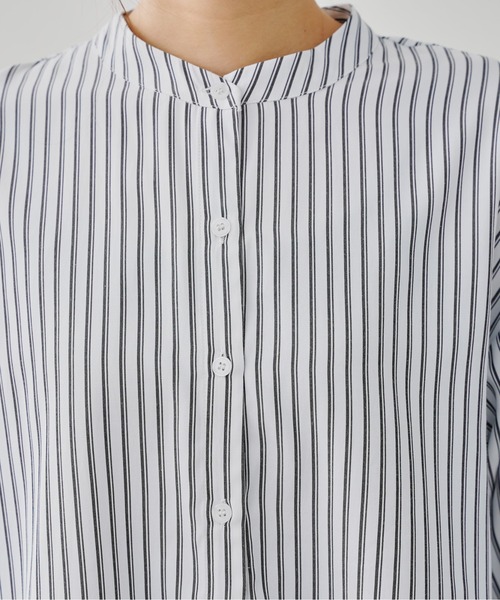 prose verse(プロズヴェール)の「バンドカラー袖ボリュームシャツ(シャツ/ブラウス・レディース・オフホワイト/サックスブルー/ブルー・フリ-)」の7枚目の写真