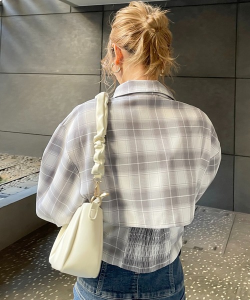 SPIRALGIRL(スパイラルガール)の「チェック柄ショートシャツ(シャツ/ブラウス・レディース・ホワイト系/ブラック系・FREE)」の12枚目の写真
