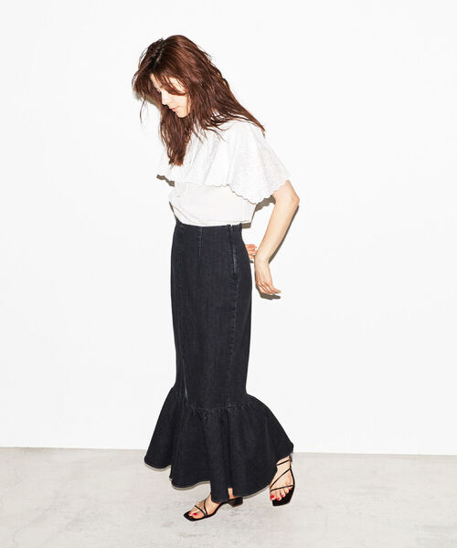 NOLLEY’S（ノーリーズ）の「タイト裾フレアロングスカート（デニムスカート・レディース・ブラック/インディゴブルー・38/36）」の11枚目の写真