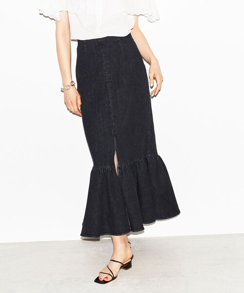 NOLLEY’S（ノーリーズ）の「タイト裾フレアロングスカート（デニムスカート・レディース・ブラック/インディゴブルー・38/36）」の19枚目の写真