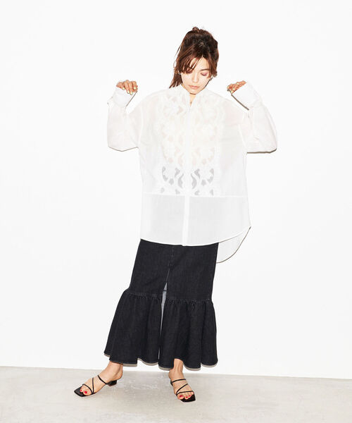 NOLLEY’S（ノーリーズ）の「タイト裾フレアロングスカート（デニムスカート・レディース・ブラック/インディゴブルー・38/36）」の12枚目の写真