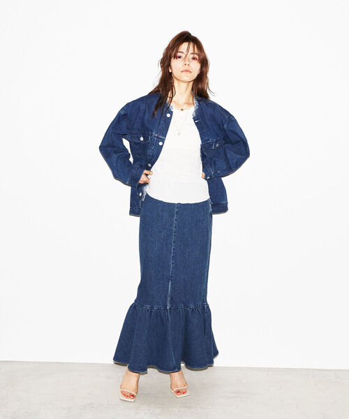 NOLLEY’S（ノーリーズ）の「タイト裾フレアロングスカート（デニムスカート・レディース・ブラック/インディゴブルー・38/36）」の13枚目の写真