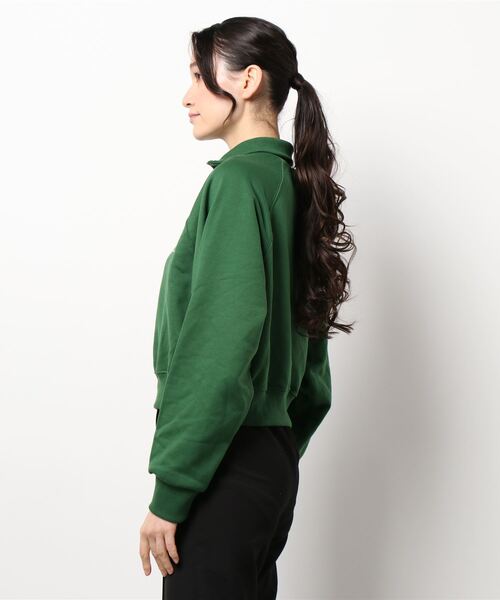 SPINNS（スピンズ）の「ワンポイントロゴ ハーフジップスウェット（スウェット・レディース・ブルー/オートミール/グリーン/ブラウン/オフホワイト・ONESIZE）」の9枚目の写真