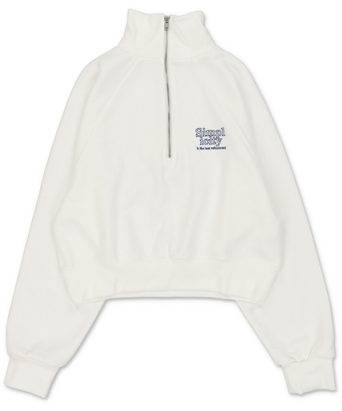 SPINNS（スピンズ）の「ワンポイントロゴ ハーフジップスウェット（スウェット・レディース・ブルー/オートミール/グリーン/ブラウン/オフホワイト・ONESIZE）」の16枚目の写真