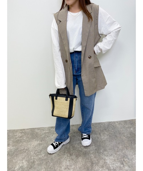 INGNI（イング）の「テーラード／ジレ（ベスト・レディース・ブラック/ベージュ/ブラウン系その他2/アイボリー/オレンジ・M）」の10枚目の写真