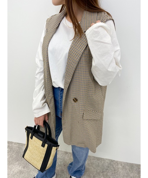 INGNI（イング）の「テーラード／ジレ（ベスト・レディース・ブラック/ベージュ/ブラウン系その他2/アイボリー/オレンジ・M）」の11枚目の写真