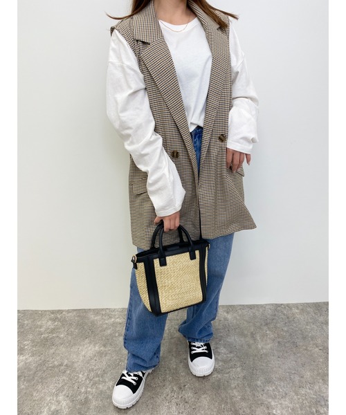 INGNI（イング）の「テーラード／ジレ（ベスト・レディース・ブラック/ベージュ/ブラウン系その他2/アイボリー/オレンジ・M）」の12枚目の写真