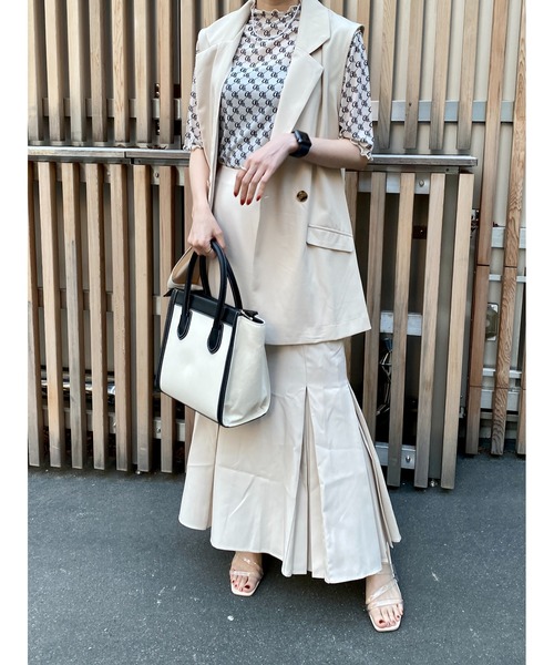 INGNI（イング）の「テーラード／ジレ（ベスト・レディース・ブラック/ベージュ/ブラウン系その他2/アイボリー/オレンジ・M）」の21枚目の写真