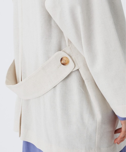 Libra Cue（リブラ キュー）の「リネンミックスリラックスジャケット（テーラードジャケット・レディース・アイボリー/ブラック・FREE）」の3枚目の写真