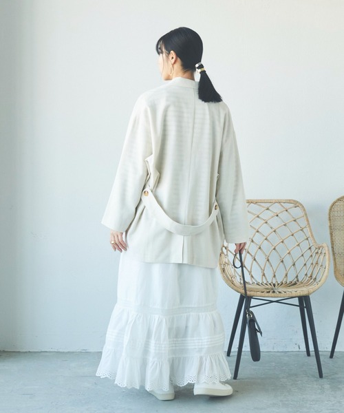 Libra Cue（リブラ キュー）の「リネンミックスリラックスジャケット（テーラードジャケット・レディース・アイボリー/ブラック・FREE）」の13枚目の写真