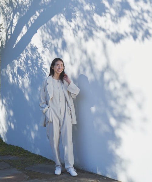 Libra Cue（リブラ キュー）の「リネンミックスリラックスジャケット（テーラードジャケット・レディース・アイボリー/ブラック・FREE）」の8枚目の写真