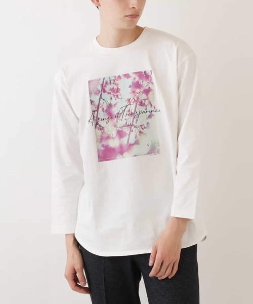a.v.v(アーヴェヴェ)の「フォトグラファーコラボロングシルエットカットソー(Tシャツ/カットソー・メンズ・ホワイト/ライトブルー・48/46/44/50)」の2枚目の写真