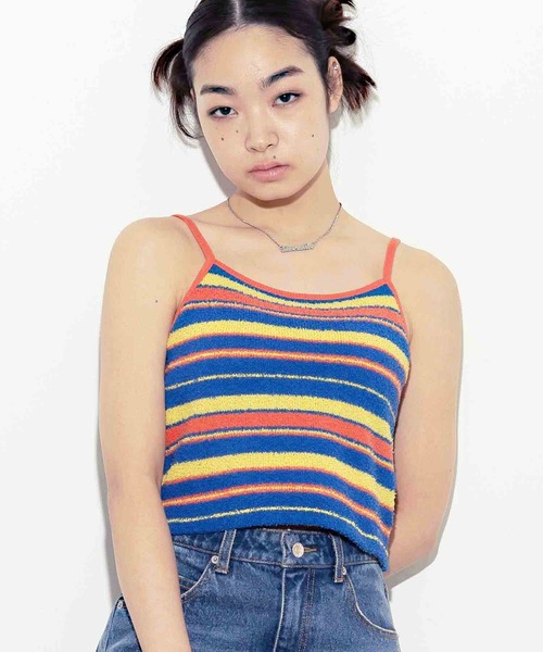 X-girl(エックスガール)の「STRIPED TERRY CLOTH CAMISOLE(キャミソール・レディース・ホワイト/オレンジ/グリーン・S/M)」の3枚目の写真