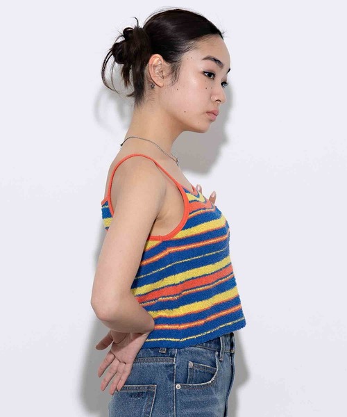 X-girl(エックスガール)の「STRIPED TERRY CLOTH CAMISOLE(キャミソール・レディース・ホワイト/オレンジ/グリーン・S/M)」の4枚目の写真