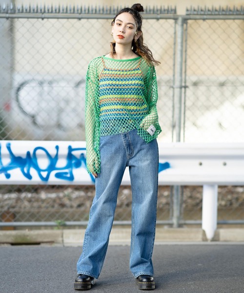 X-girl(エックスガール)の「STRIPED TERRY CLOTH CAMISOLE(キャミソール・レディース・ホワイト/オレンジ/グリーン・S/M)」の10枚目の写真