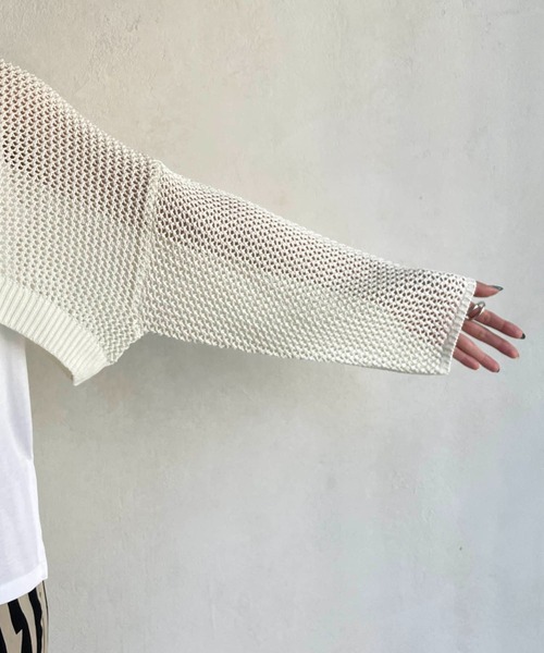 CAPRICIEUX LE'MAGE（カプリシューレマージュ）の「ショートメッシュタンクアンサンブル（ニット/セーター・レディース・チャコールグレー/ベージュ/オフホワイト・FREE）」の6枚目の写真