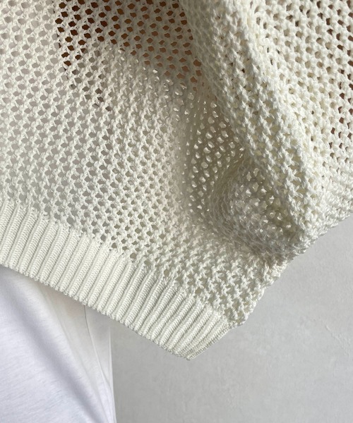 CAPRICIEUX LE'MAGE（カプリシューレマージュ）の「ショートメッシュタンクアンサンブル（ニット/セーター・レディース・チャコールグレー/ベージュ/オフホワイト・FREE）」の7枚目の写真