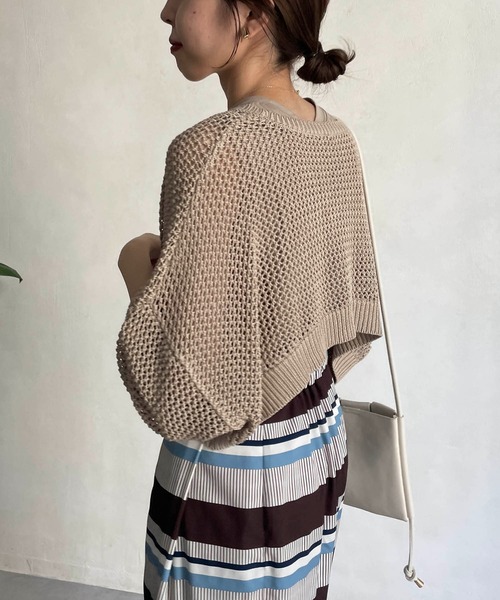 CAPRICIEUX LE'MAGE（カプリシューレマージュ）の「ショートメッシュタンクアンサンブル（ニット/セーター・レディース・チャコールグレー/ベージュ/オフホワイト・FREE）」の16枚目の写真