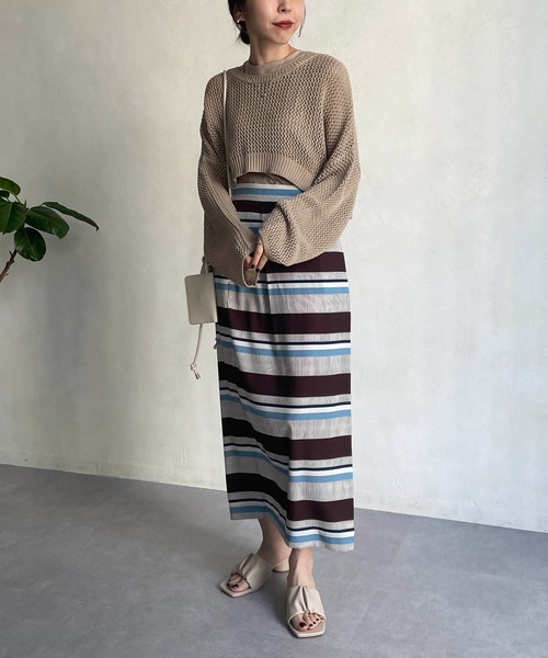 CAPRICIEUX LE'MAGE（カプリシューレマージュ）の「ショートメッシュタンクアンサンブル（ニット/セーター・レディース・チャコールグレー/ベージュ/オフホワイト・FREE）」の18枚目の写真