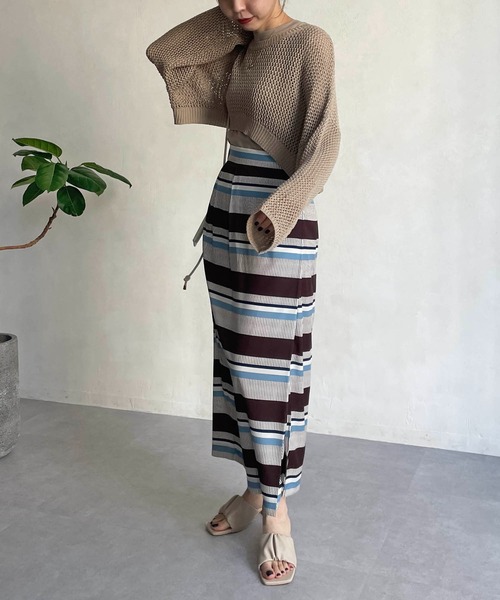 CAPRICIEUX LE'MAGE（カプリシューレマージュ）の「ショートメッシュタンクアンサンブル（ニット/セーター・レディース・チャコールグレー/ベージュ/オフホワイト・FREE）」の20枚目の写真