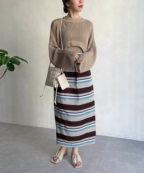 CAPRICIEUX LE'MAGE（カプリシューレマージュ）の「ショートメッシュタンクアンサンブル（ニット/セーター・レディース・チャコールグレー/ベージュ/オフホワイト・FREE）」の21枚目の写真