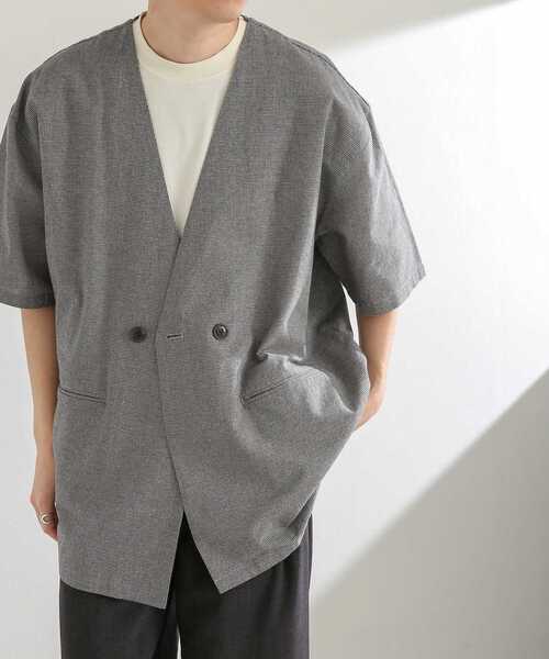 SENSE OF PLACE by URBAN RESEARCH（センスオブプレイスバイアーバンリサーチ）の「チェックノーカラージャケット(5分袖)（その他アウター・メンズ・ベージュ・LARGE/MEDIUM）」の12枚目の写真