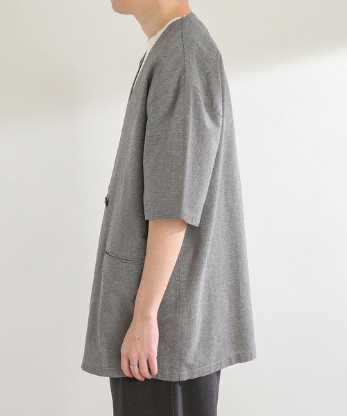 SENSE OF PLACE by URBAN RESEARCH（センスオブプレイスバイアーバンリサーチ）の「チェックノーカラージャケット(5分袖)（その他アウター・メンズ・ベージュ・LARGE/MEDIUM）」の9枚目の写真