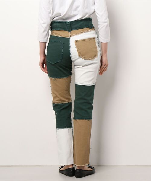 Opinion korean town（オピニオン コリアン タウン）の「Patchwork denim（デニムパンツ・レディース・グリーン/ブルー/パープル/ベージュ・L/M/S）」の6枚目の写真