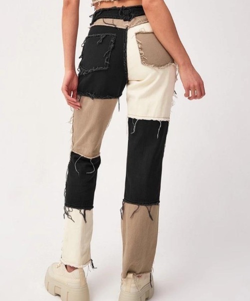 Opinion korean town（オピニオン コリアン タウン）の「Patchwork denim（デニムパンツ・レディース・グリーン/ブルー/パープル/ベージュ・L/M/S）」の16枚目の写真