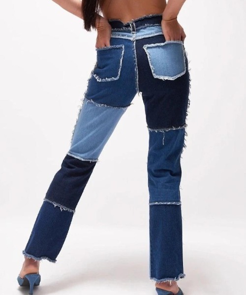 Opinion korean town（オピニオン コリアン タウン）の「Patchwork denim（デニムパンツ・レディース・グリーン/ブルー/パープル/ベージュ・L/M/S）」の13枚目の写真