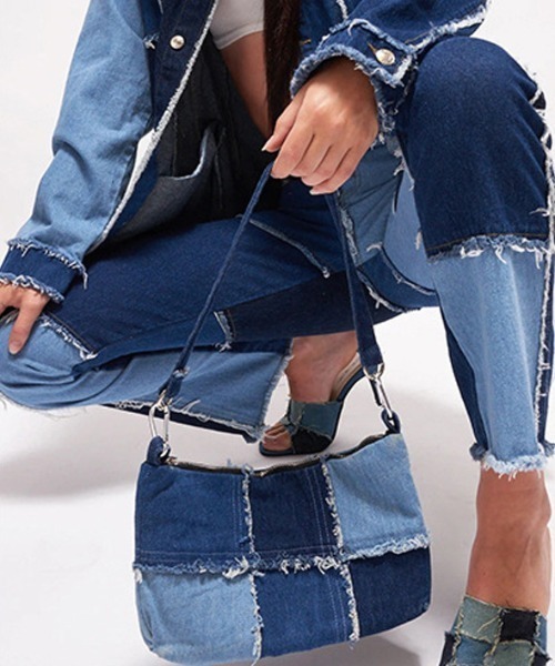 Opinion korean town（オピニオン コリアン タウン）の「Patchwork denim（デニムパンツ・レディース・グリーン/ブルー/パープル/ベージュ・L/M/S）」の15枚目の写真