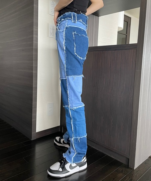 Opinion korean town（オピニオン コリアン タウン）の「Patchwork denim（デニムパンツ・レディース・グリーン/ブルー/パープル/ベージュ・L/M/S）」の22枚目の写真