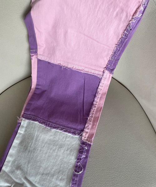 Opinion korean town（オピニオン コリアン タウン）の「Patchwork denim（デニムパンツ・レディース・グリーン/ブルー/パープル/ベージュ・L/M/S）」の20枚目の写真