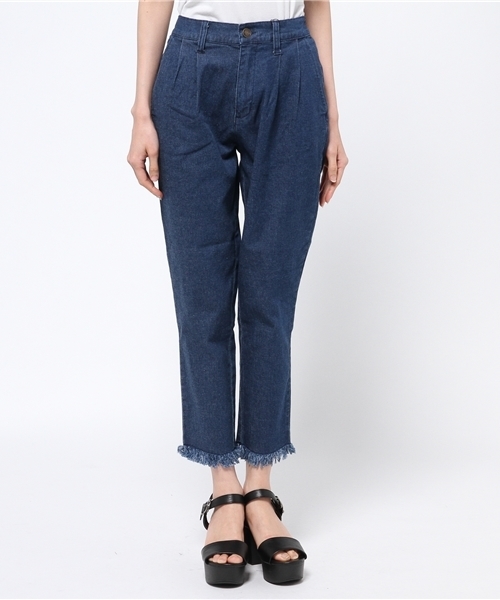 WEGO（ウィゴー）の「WEGO/ フリンジテーパードパンツ（デニムパンツ・レディース・インディゴブルー/ライトインディゴブルー・FREE）」の3枚目の写真