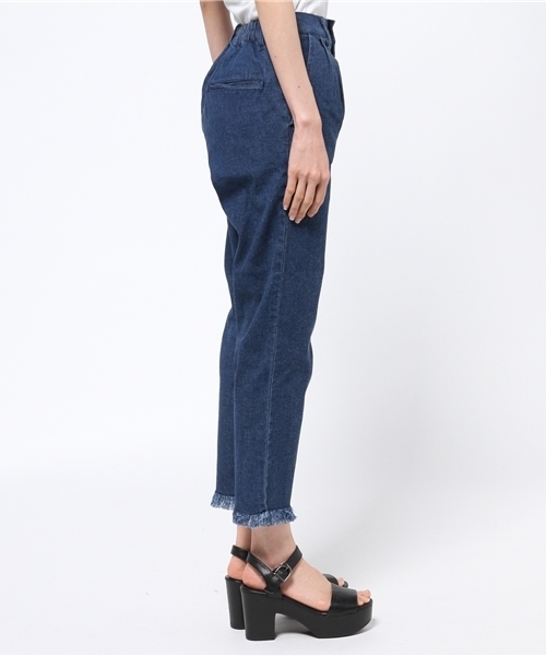 WEGO（ウィゴー）の「WEGO/ フリンジテーパードパンツ（デニムパンツ・レディース・インディゴブルー/ライトインディゴブルー・FREE）」の4枚目の写真