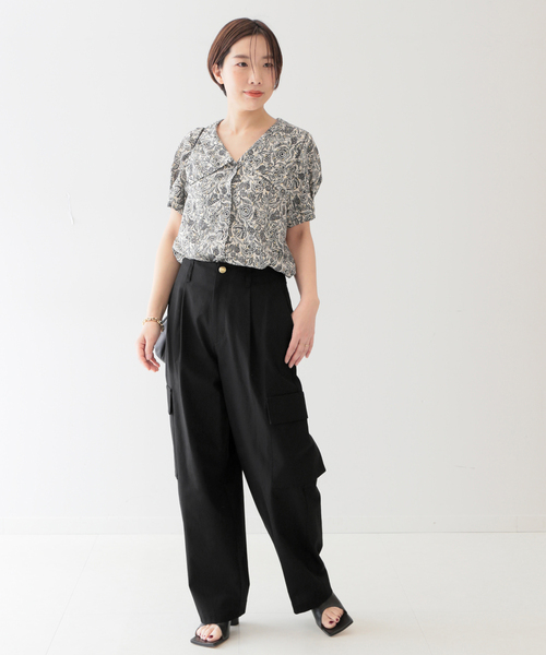 journal standard L'essage（ジャーナルスタンダードレサージュ）の「[Deveaux]ワイドカラーシャツ（シャツ/ブラウス・レディース・ブラック/イエロー系その他・FREE）」の14枚目の写真