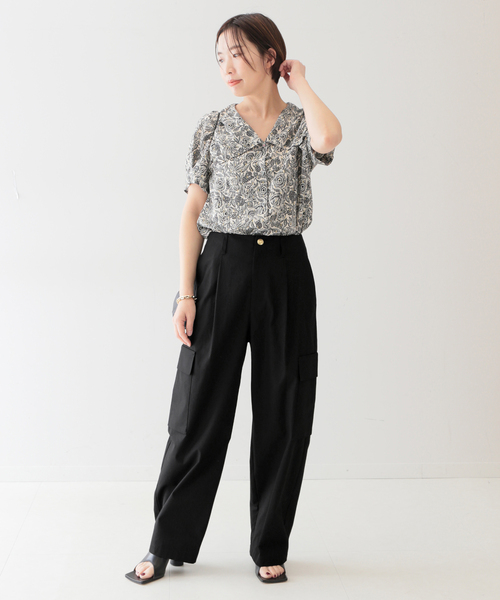 journal standard L'essage（ジャーナルスタンダードレサージュ）の「[Deveaux]ワイドカラーシャツ（シャツ/ブラウス・レディース・ブラック/イエロー系その他・FREE）」の15枚目の写真