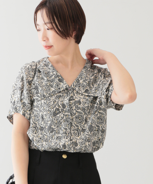journal standard L'essage（ジャーナルスタンダードレサージュ）の「[Deveaux]ワイドカラーシャツ（シャツ/ブラウス・レディース・ブラック/イエロー系その他・FREE）」の16枚目の写真